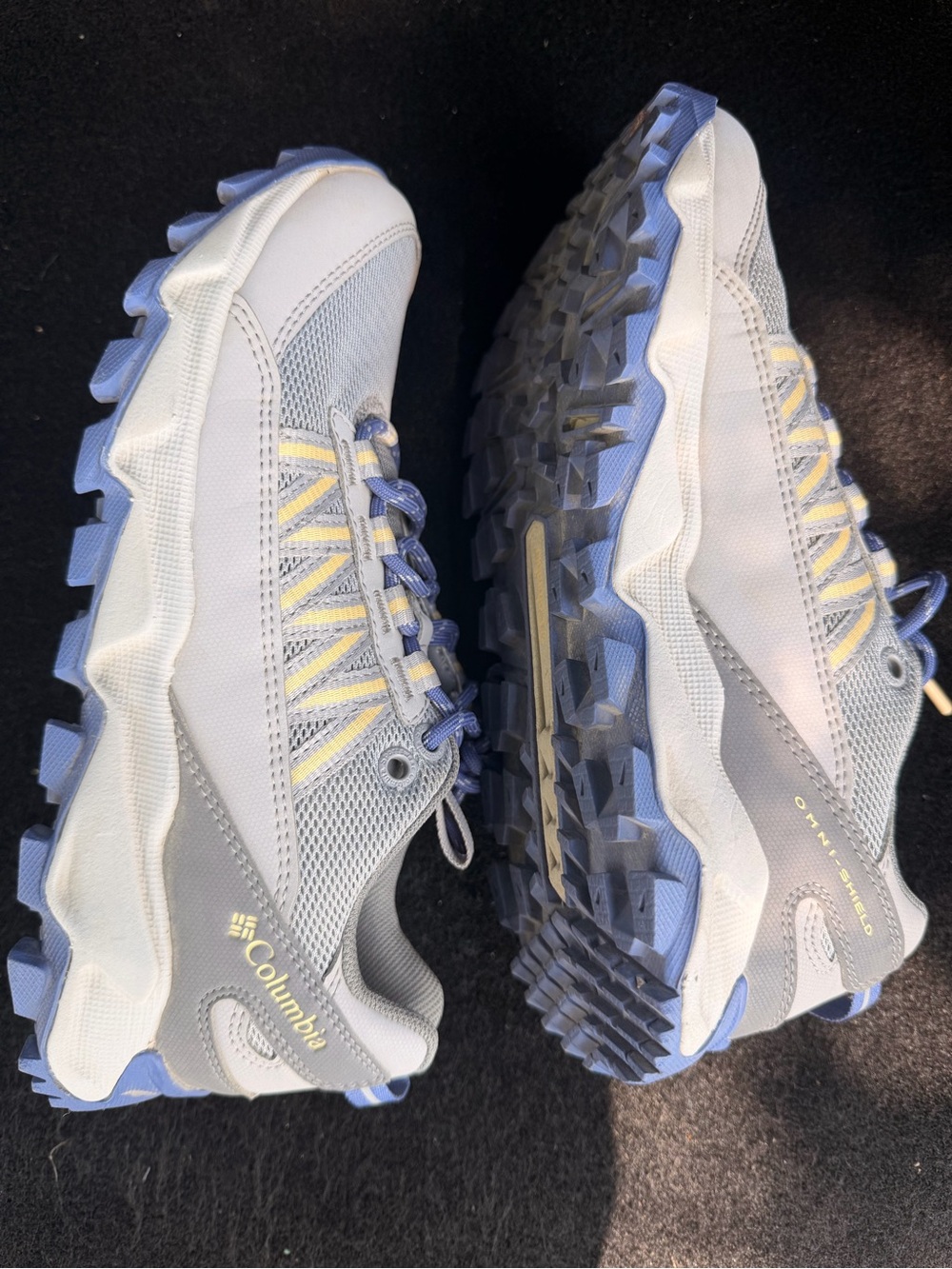 Columbia Women’s Trail Runner in Light Gray, Blue & Yellow